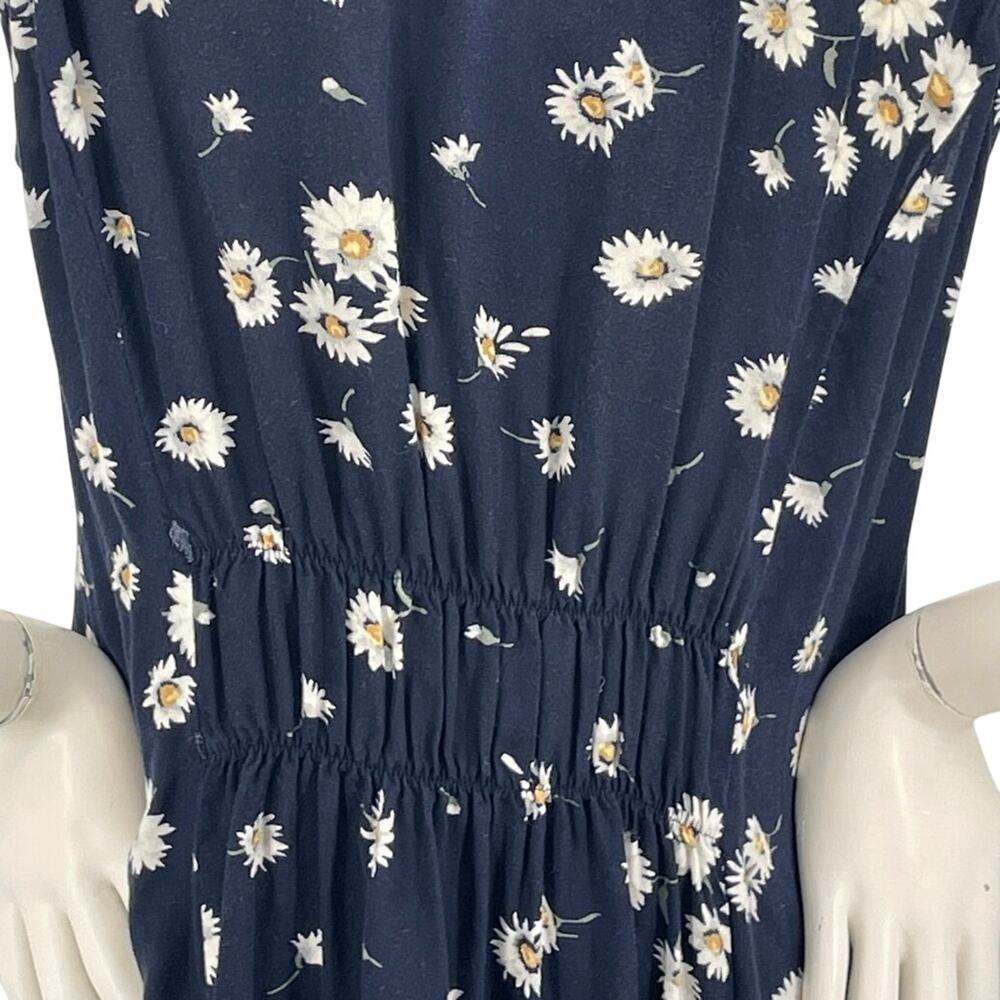 Christopher & Banks Womens Vtg Navy Midi Dress Daisy Button Front Sleeveless S - Picture 9 of 16